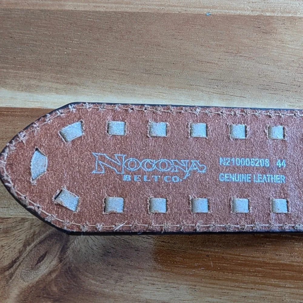 Nocona Mens Brown Leather Western Belt Basketweave Size 44 (For Pant Size 42)